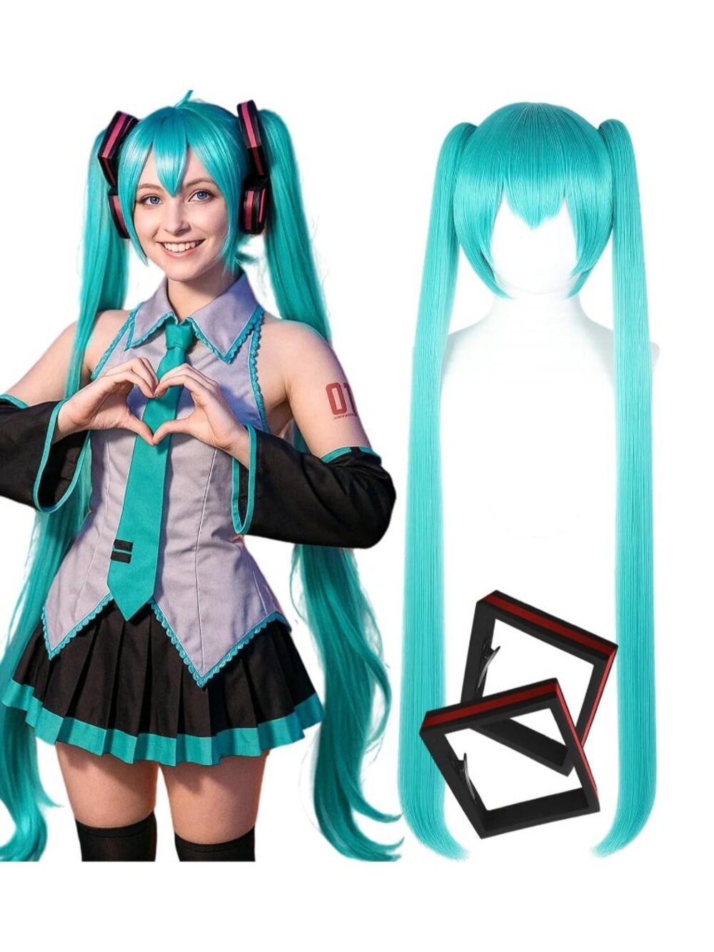 Women's Blue Green Cosplay Convenient Set Include Adjustable Wig Cap Headpiece